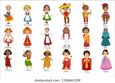 Kids In National Costumes Set