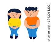 Kids needs to pee. Vector icon illustration on white background.