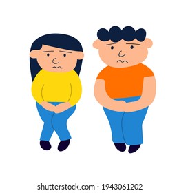 Kids needs to pee. Vector icon illustration on white background.