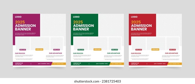 Kids' new year school admission popular banner, online admission banner, and advertising post template	