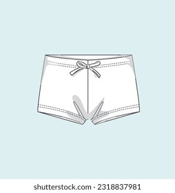 kids, newborn baby summer shorts pant flat sketch illustration