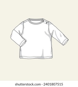 kids newborn baby tee, top flat sketch illustration