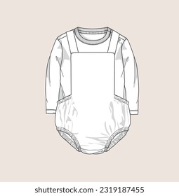 kids newborn romper, bodysuit, onesie flat sketch illustration