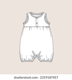 kids newborn romper, bodysuit, onesie flat sketch illustration