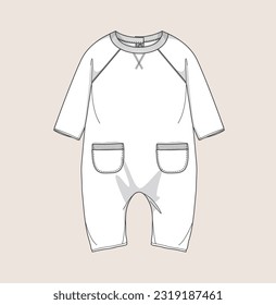 kids newborn romper, bodysuit, onesie flat sketch illustration