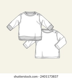 kids newborn winterwear puff jacket, hoodie, sweatshirt flat sketch illustration   