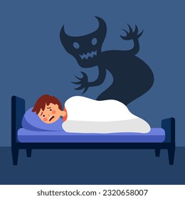 Kids nightmare bad dream in flat design.