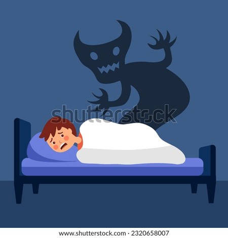 Kids nightmare bad dream in flat design.