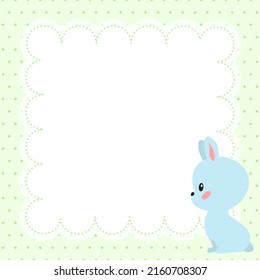 Kids notebook page template. Cute memo pad decorated with little white rabbit. Can be used for scrapbooking, bullet journals, gift tags, cards and invitations. Vector 10 ESP.
