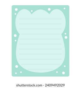 Kids notebook page template. Cute card notes, notepaper, to do list, note, memo, checklist, planner with colorful page.