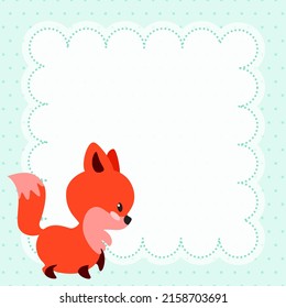 Kids notebook page templates. Cute memo pad decorated with little red fox. Can be used for scrapbooking, bullet journals, gift tags, cards and invitations. Vector 10 ESP.