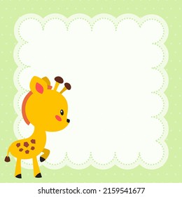 Kids notebook page templates. Cute memo pad decorated with little giraffe. Can be used for scrapbooking, bullet journals, gift tags, cards and invitations. Vector 10 ESP.