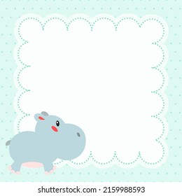 Kids notebook page templates. Cute memo pad decorated with little hippo. Can be used for scrapbooking, bullet journals, gift tags, cards and invitations. Vector 10 ESP.