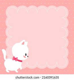 Kids notebook page templates. Cute memo pad decorated with little white kitten. Can be used for scrapbooking, bullet journals, gift tags, cards and invitations. Vector 10 ESP.