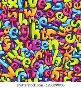 kids numbers words seamless pattern 