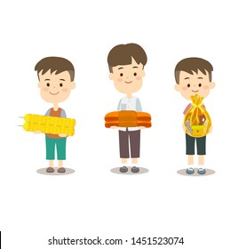 Kids Offering to Buddhist Vector