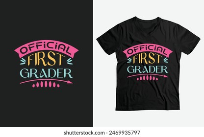 Kids Official First Grader, Girl 1st Grade Back To School Shirt