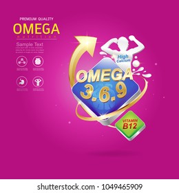 Kids Omega Calcium and Vitamin - Concept Logo Gold Kids