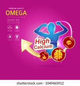 Kids Omega Calcium and Vitamin - Concept Logo Gold Kids