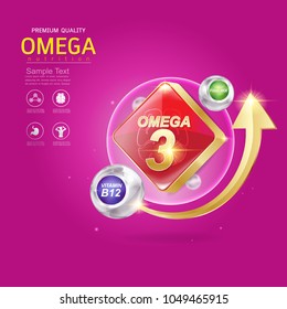 Kids Omega Calcium and Vitamin - Concept Logo Gold Kids