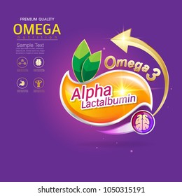 Kids Omega Calcium And Vitamin Concept Logo Gold Kids