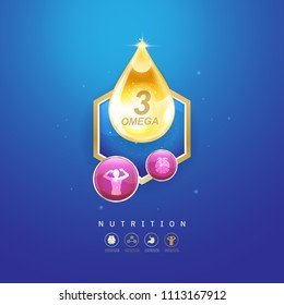 Kids Omega Calcium and Vitamin - Concept Logo Gold Kids