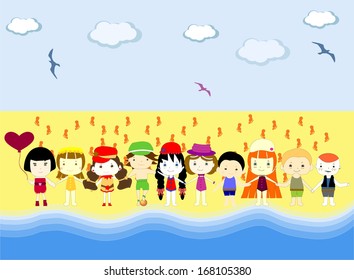 kids on beach