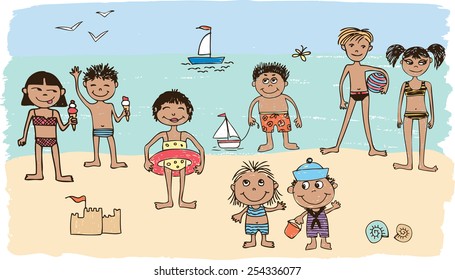 kids on a beach