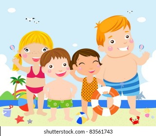  kids on beach