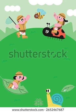 Kids on a Bug Hunt Adventure in a Green Field
