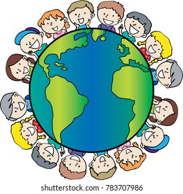 Kids On Earth Vector Drawing Stock Vector (Royalty Free) 783707986 ...