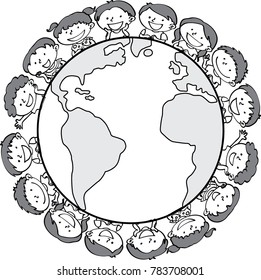 kids on earth vector drawing