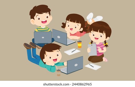 kids on online learning education courses