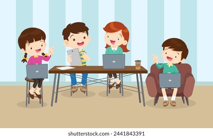 kids on online learning education courses