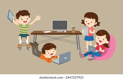 kids on online learning education courses