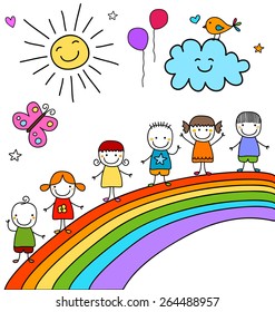 niños en arco iris