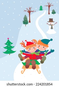 kids on the sledge