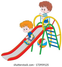 Kids on a slide