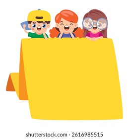 Kids With Origami Speech Bubble