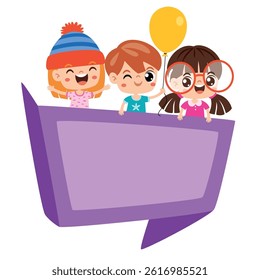 Kids With Origami Speech Bubble