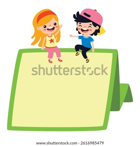 Kids With Origami Speech Bubble