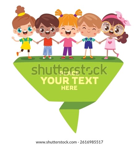 Kids With Origami Speech Bubble