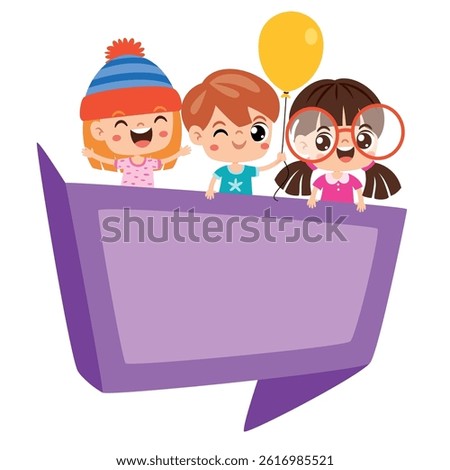 Kids With Origami Speech Bubble