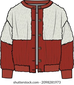 KIDS OUTER WEAR FUR BLOCKED JACKET VECTOR ILLUSTRATION