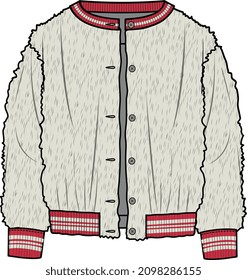 KIDS OUTER WEAR FUR BOMBER JACKET VECTOR ILLUSTRATION