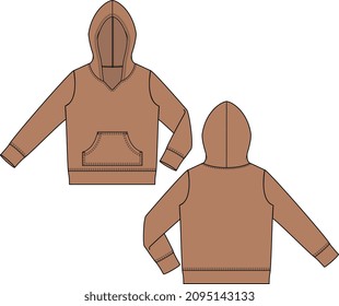 KIDS OUTERWEAR HOODIE WITH CAP AND KANGAROO POCKET VECTOR ILLUSTRATION