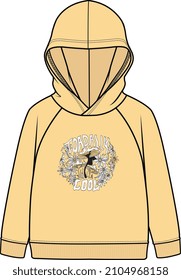 Kids Outerwear Hoodie with Hood Vector Illustration