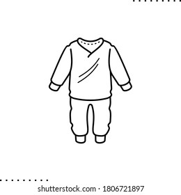 kids' pajamas vector icon in outline