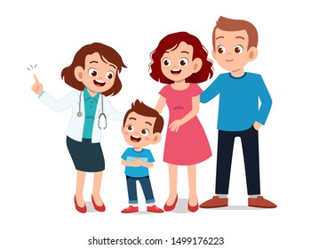 kids with parent doctor examination