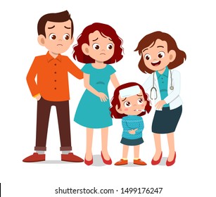 kids with parent doctor examination